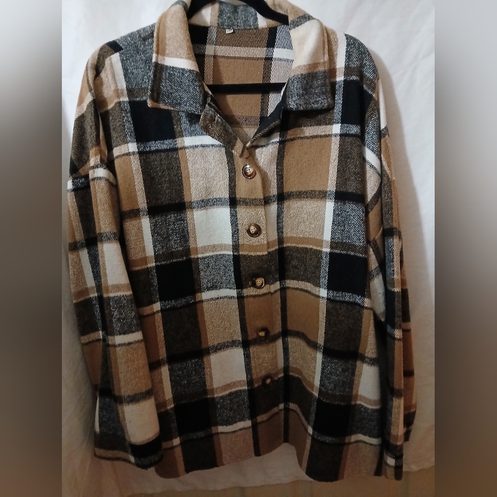 Brown and Black Casual Plaid Flannel Shirt
